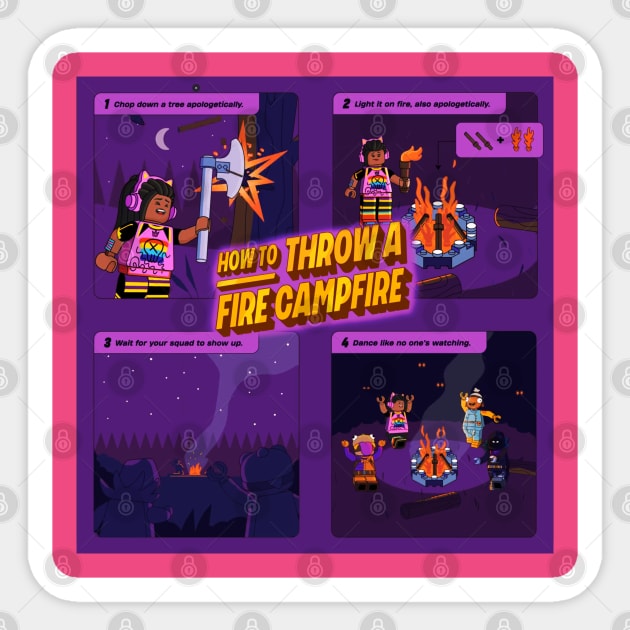 Lego Fortnite HOW TO THROW A FIRE CAMPFIRE! Sticker by BURBS